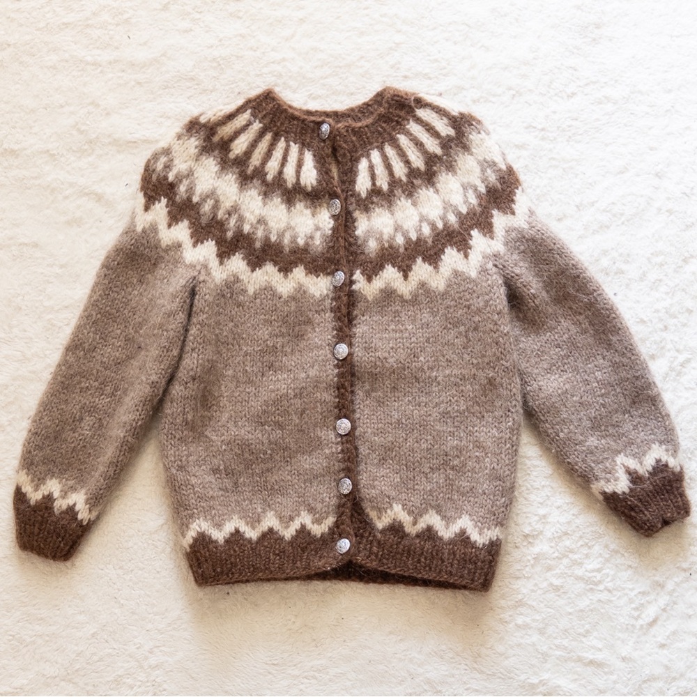 Cozy Brown and Cream Icelandic Women's Sweater - Picture 7 of 8